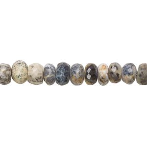 Dendritic opal 1pkg1, hand-cut faceted rondelle bead natural 8 inch 6x3mm-7x5mm