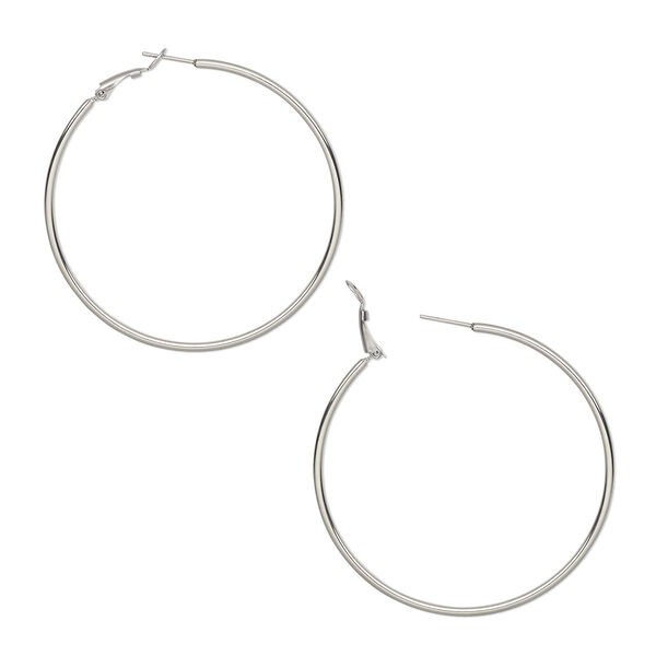 Earring, stainless steel, 60mm round hoop. Sold per pair. image number 0