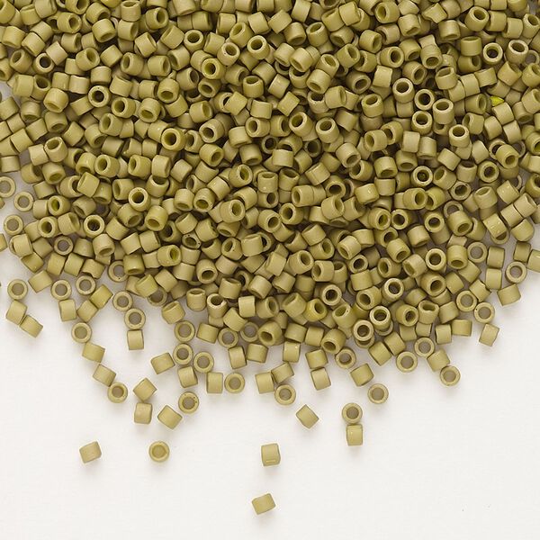 Seed bead, Delica®, glass, pkg/250g, #11 round, opaque matte gold luster golden olive (DB-0371). image number 0