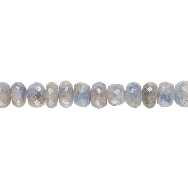 Bead, blue sapphire (heated), 6x3mm-7x5mm hand-cut faceted rondelle, C grade, Mohs hardness 9. Sold per 14-inch strand, approximately 80 beads. image number 0