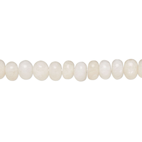 Bead, white opal (natural), 5x3mm-6x5mm hand-cut rondelle, C+ grade, Mohs hardness 5 to 6-1/2. Sold per 14-inch strand, approximately 90 beads. image number 0