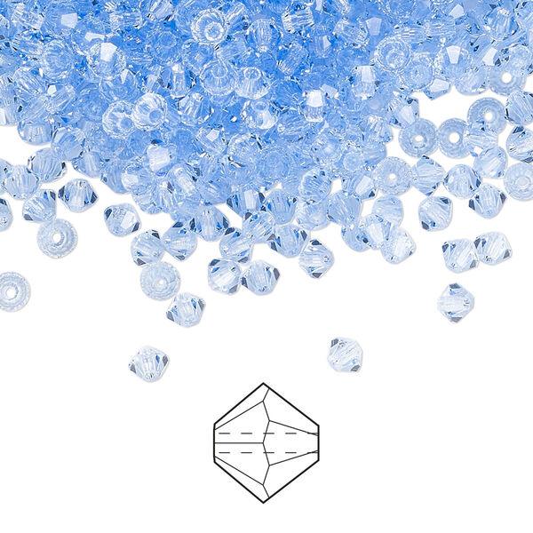Bead 1440pk light sapphire, Preciosa Czech crystal 3mm bicone image number 0