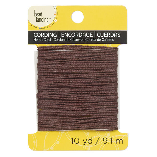 Cord, hemp, dark brown, 1mm wide. Sold per 10-yard pkg. image number 0