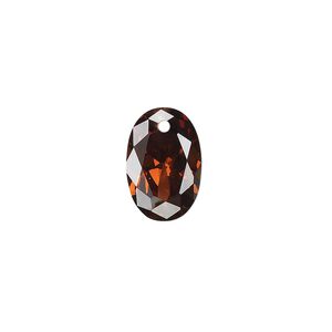 Drop, cubic zirconia, brown, 15x10mm hand-faceted oval, Mohs hardness 8-1/2. Sold per pkg of 2.