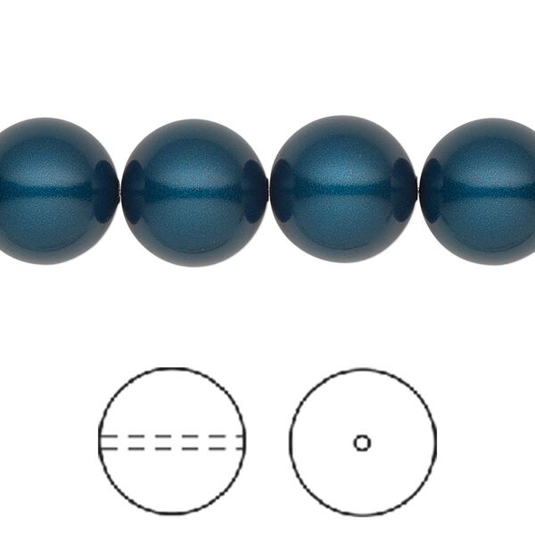 Pearl 10pk petrol, Crystal Passions® 12mm round 5810 image number 0