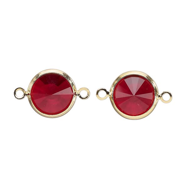 Link, Vintage Crystal™, crystal and  gold-plated brass, Siam, 12mm rivoli. Sold per pkg of 2. image number 0