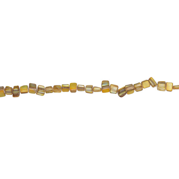 Mother-of-pearl shell 1pkg1, triangle tube bead 14 inch antique gold 7x6mm-10x9mm image number 1