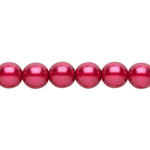 Bead, Czech pearl-coated glass druk, red, 8mm round. Sold per 15-1/2" to 16" strand. image number 0