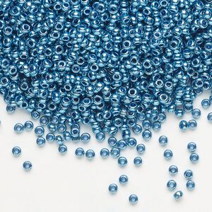 Seed bead, Preciosa Ornela Czech glass, pkg/50g, #11 rocaille, opaque metallic blue, (18336).