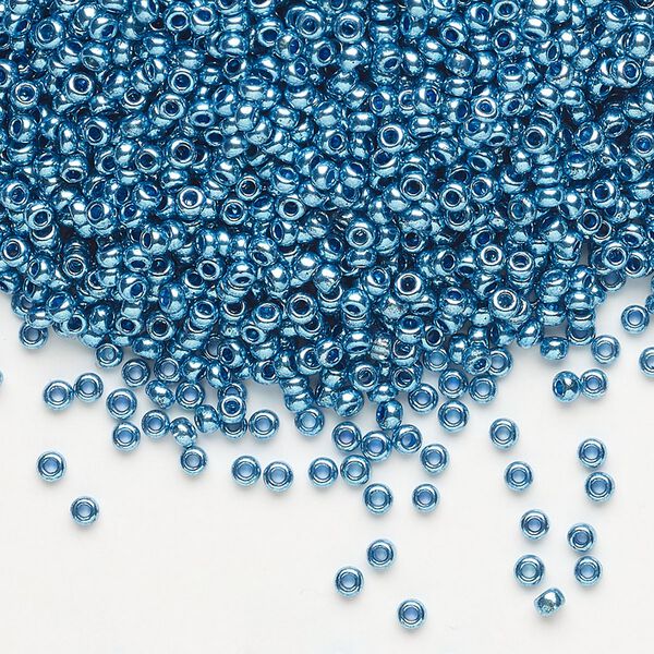 Seed bead, Preciosa Ornela Czech glass, pkg/50g, #11 rocaille, opaque metallic blue, (18336). image number 0