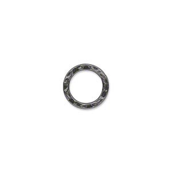 Component, gunmetal-plated steel, 12mm double-sided hammered open flat round. Sold per pkg of 12. image number 0