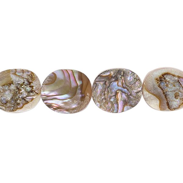 Bead, abalone shell and resin (assembled), 12x10mm oval. Sold per 15-1/2" to 16" strand. image number 0