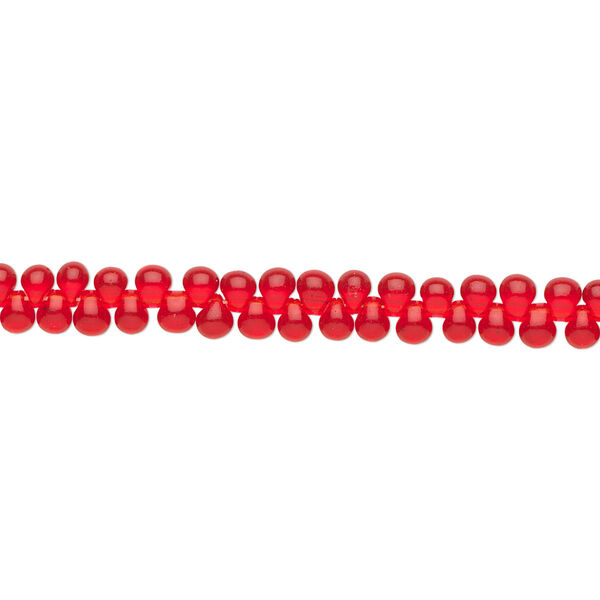 Seed bead, Miyuki, glass, pkg/250g, 3.3x2.8mm mini fringe, transparent red, (DP-140). image number 0