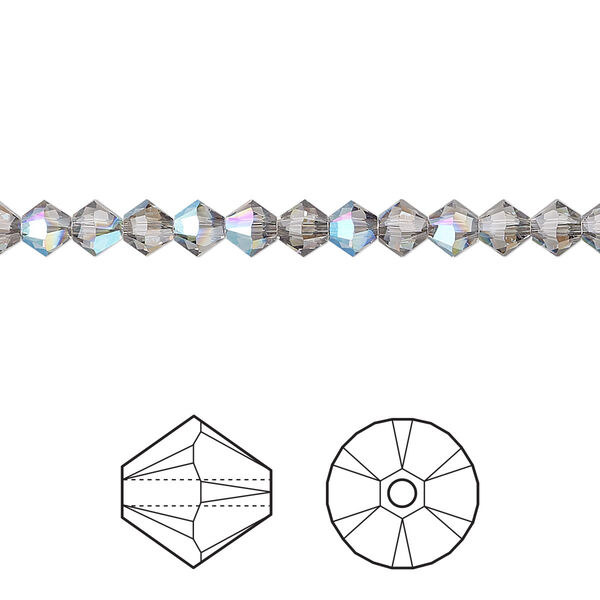 Bead 48pk black diamond shimmer, Crystal Passions® 4mm bicone 5328 image number 0