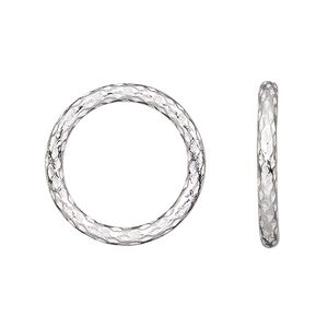 Jump ring, sterling silver, 14mm soldered textured round, 10.8mm inside diameter, 15 gauge. Sold per pkg of 4.