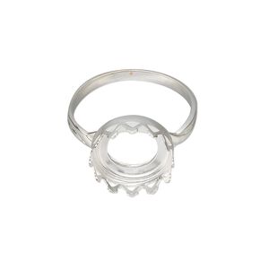 Ring, sterling silver, 13mm wide with 12mm round cabochon bezel setting, size 9. Sold individually.