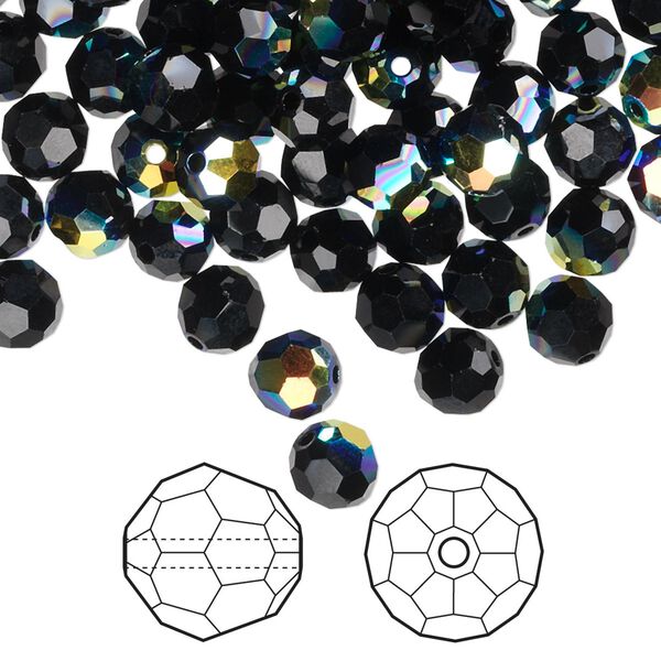 Bead 360pk jet AB, Swarovski® 6mm round 5000 image number 0