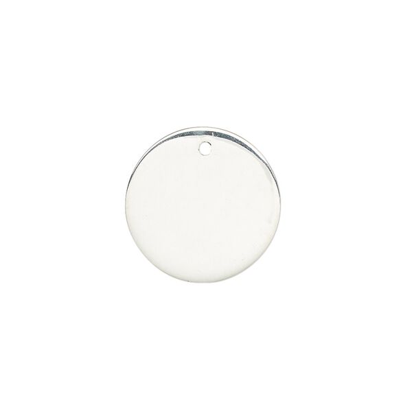 Drop, sterling silver, 17mm flat round. Sold individually. image number 0