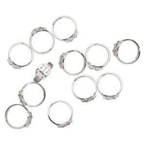 Ring, antique silver-finished brass, 13x10mm ova with 7 loops. Sold per pkg of 12.