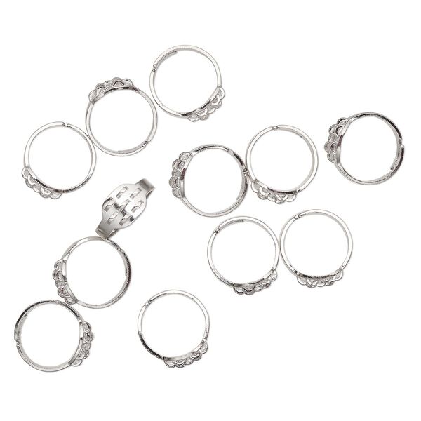 Ring, antique silver-finished brass, 13x10mm ova with 7 loops. Sold per pkg of 12. image number 0
