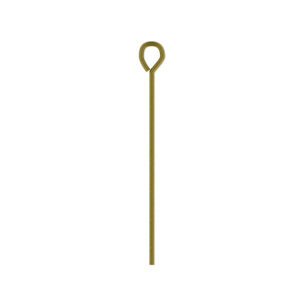 Eye pin, antique brass-plated steel, 1-1/4 inch, 21 gauge. Sold per pkg of 500. image number 0