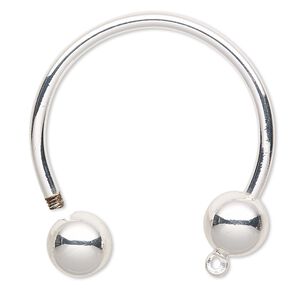 Key ring, silver-finished steel and brass, 35mm 3/4 circle with 9.5mm round and loop. Sold per pkg of 4.