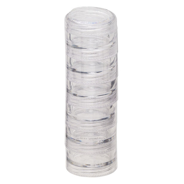Organizer jar, Space Saver, plastic, clear, 1-3/16 x 5/8 inch round. Sold per 6-piece set. image number 1