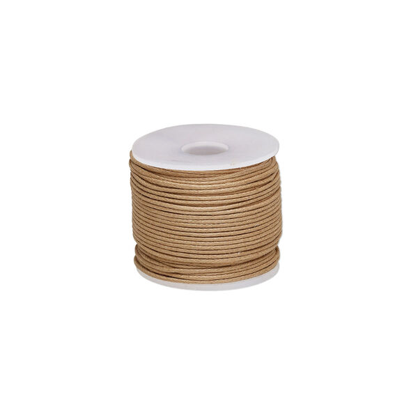 Cord, waxed cotton, light brown, 1mm, 20-pound test. Sold per 25-meter spool. image number 0