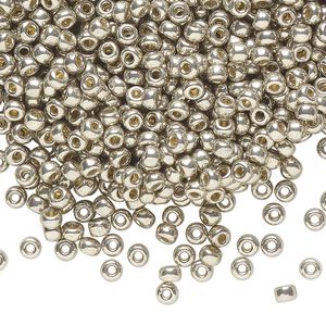 Seed bead, Miyuki, glass, pkg/250g, #8 rocaille, Duracoat® opaque galvanized light pewter, (RR-4221).