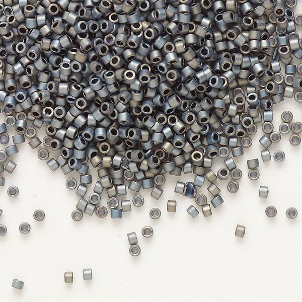 Seed bead, Delica®, glass, pkg/7.5g, #11 round, opaque matte luster black (DB-0307). image number 0