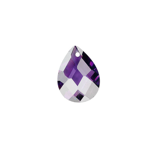 Drop, cubic zirconia, amethyst purple, 16x12mm hand-faceted teardrop, Mohs hardness 8-1/2. Sold per pkg of 2. image number 0