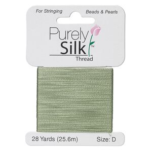 Thread, Purely Silk™, dark green, size D. Sold per 28-yard card.