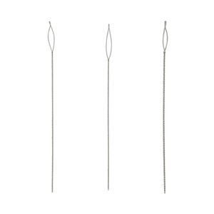 Needle, Beadalon®, stainless steel, pkg/3 variety pack, 2-1/2 inches, fine (0.30mm) / medium (0.36mm) / heavy (0.51mm) widths, collapsible-eye twisted wire.