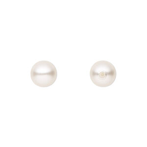 Pearl 10pk white, Preciosa Czech crystal 8mm half-drilled round