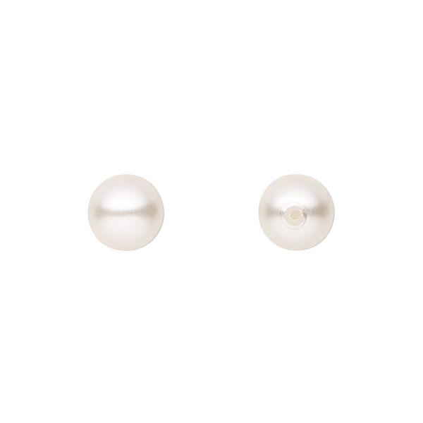 Pearl 10pk white, Preciosa Czech crystal 8mm half-drilled round image number 0