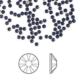Flat back 144pk dark sapphire foil back, Crystal Passions® Regenerated 2.1-2.3mm rose round SS7 2058