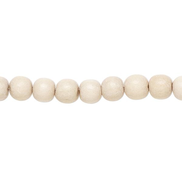 Bead 1pkg1, Taiwanese cheesewood (natural), 5-6mm round, 15-1/2 to 16 inches. image number 0