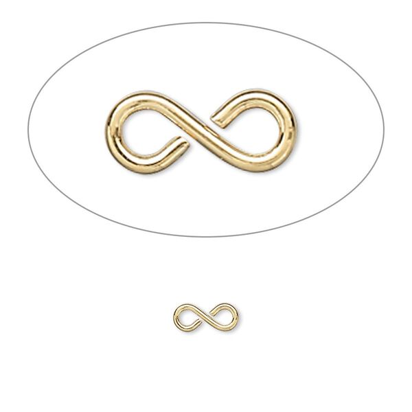 Link, gold-plated brass, 7x3mm figure 8. Sold per pkg of 500. image number 0
