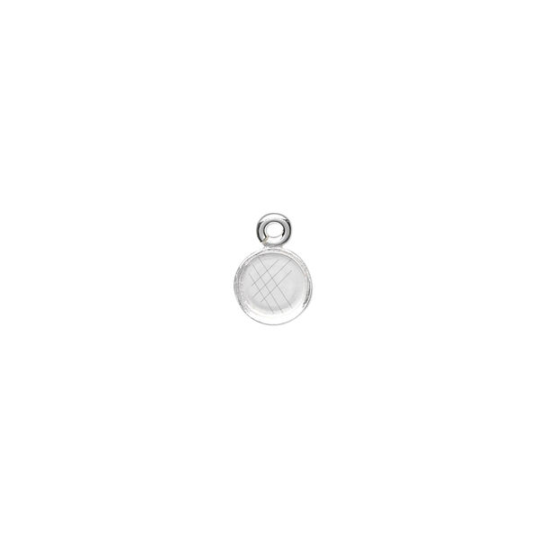 Drop, fine silver, 6mm round bezel cup setting with open loop. Sold per pkg of 10. image number 0