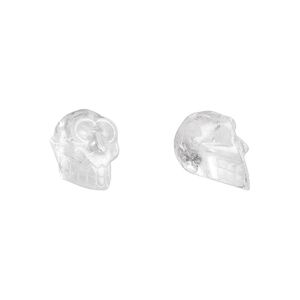 Quartz crystal 1pkg2, hand-cut skull bead natural 25x21mm