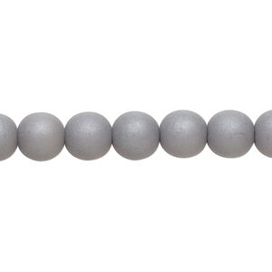 Bead, coated glass, opaque matte titanium, 8mm round. Sold per 7-inch strand, approximately 20 beads.