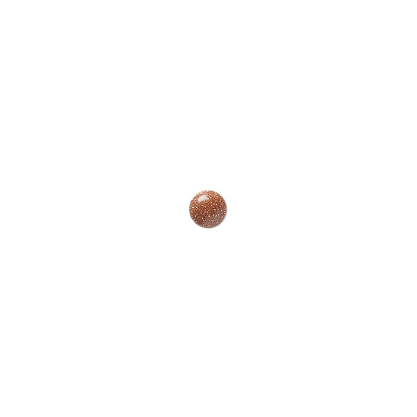 Cabochon, brown goldstone (glass) (man-made), 4mm calibrated round. Sold per pkg of 16. image number 0