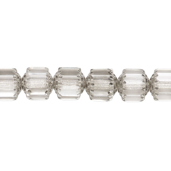 Bead, Czech glass, clear and metallic silver, 8mm round cathedral. Sold per 15-1/2" to 16" strand. image number 0
