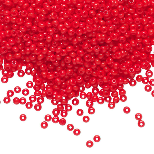 Seed bead, Preciosa Ornela Czech glass, pkg/500g, #11 rocaille, opaque bright red coral, (93170). image number 0