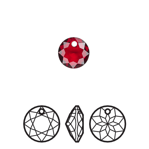 Drop 4pk Siam, Crystal Passions® 8mm pendant classic cut 6430 image number 0