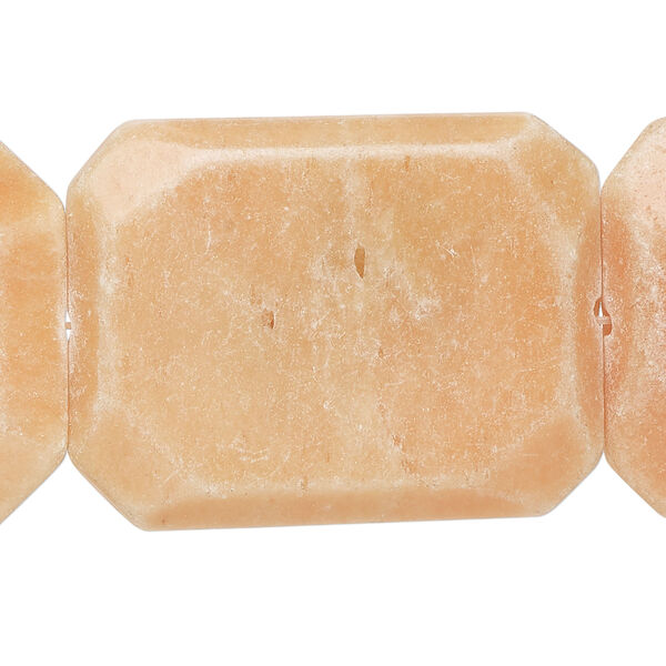 Peach marble 1pkg1, emerald-cut flat rectangle bead natural, 15 inch 36x26mm-37x28mm image number 0