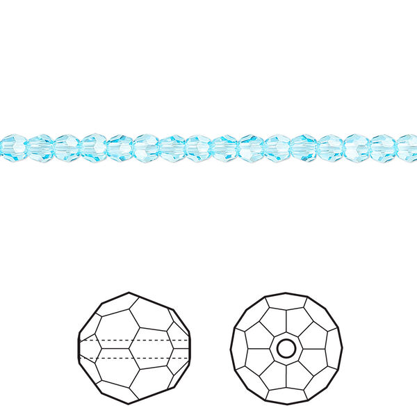 Bead 12pk aquamarine, Crystal Passions® 3mm round 5000 image number 0