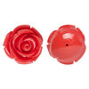 Bead, resin, red, 19x19mm half-drilled rose. Sold per pkg of 2. image number 0