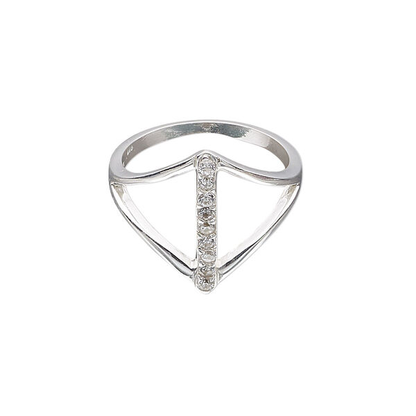 Ring, Create Compliments®, cubic zirconia and sterling silver, clear, 17mm wide, size 7. Sold individually. image number 0