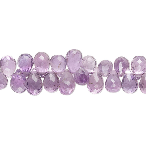 Bead, amethyst (natural), 6x5mm-8x5mm hand-cut top-drilled faceted teardrop, B grade, Mohs hardness 7. Sold per 8-inch strand, approximately 75 beads. image number 0
